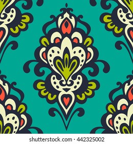 Luxury Damask flower seamless pattern background. Ottoman oriental floral motives