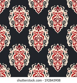 Luxury Damask seamless tiled motif vector pattern