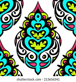 Luxury Damask seamless vector medallion  pattern floral design