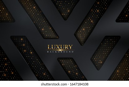 Luxuriöser, dunkler abstrakter Hintergrund kombiniert mit schwarzen Linien und goldener Glitterstruktur. Vektorillustration