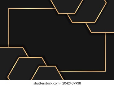 Luxury dark abstract background with golden lines, Luxury background design with overlap layers
