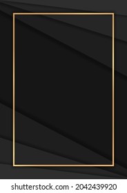 Luxury dark abstract background with overlap layers, Luxury background with golden lines
