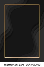 Luxury dark abstract background with overlap layers, Luxury background with golden lines