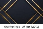 Luxury dark abstract paper background with gold line, sparkling light and shadow. in 3d paper cut style, vector illustration for card, presentation etc.