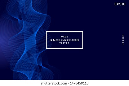 Luxury dark background combination with blue wave. Futuristic background with dots