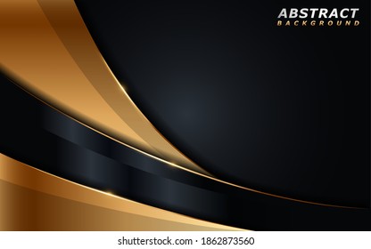 Luxury Dark Background Combine with Golden Lines Shapes Element. Vector Illustration Design Template Element.