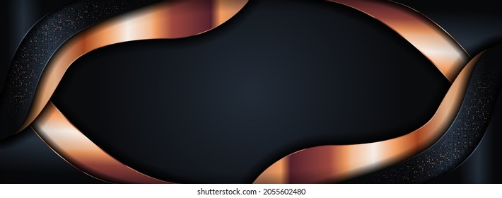 Fondo Oscuro de lujo combinado con líneas de oro dinámicas y estilo de capa superficial.