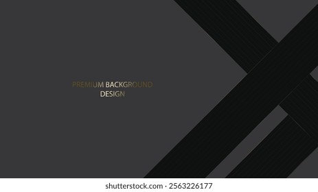 Luxury dark background with gold line curved and lighting effect . Dark background with elegant effect. Vector illustration.