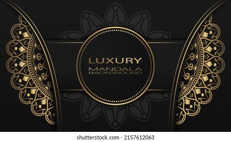 luxury dark background, with gold mandala decoration