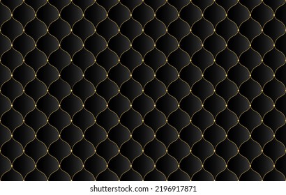 Luxury dark background with golden beads and chains. Elegant black wallpaper vector illustration.