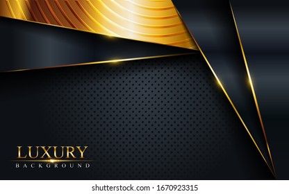 Luxury dark background with golden lines. Modern vector illustration