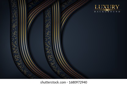 Lujo oscuro con líneas doradas y formas abstractas. Ilustración gráfica del vector