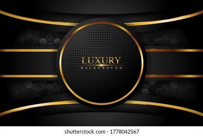 Luxury dark background with golden lines composition. Graphic design element.