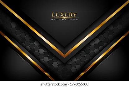 Luxury dark background with golden lines composition. Graphic design element.