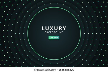 luxury dark background with green glitters. Realistic light effect on textured green circle background. digital template,technology concept,vector illustration.