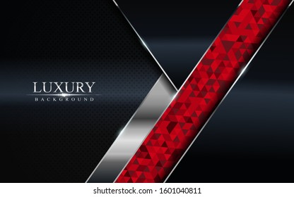 Luxury dark background with red mosaic and silver lines design. Modern abstract background design.