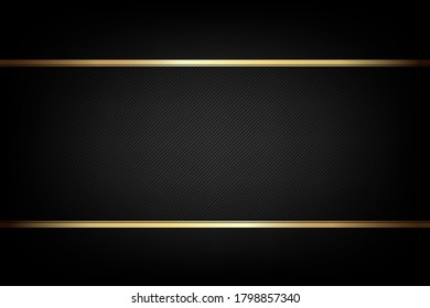 Luxury dark black background and golden border frame, Vector graphic illustration