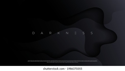 Luxury dark black color background design for website, poster, brand identity, brochure, presentation template etc. with futuristic geometric natural wave shapes. Vector EPS