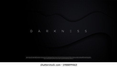 Luxury Dark Black Color Background Design For Website, Poster, Brand Identity, Brochure, Presentation Template Etc. With Futuristic Geometric Natural Wave Shapes. Vector EPS