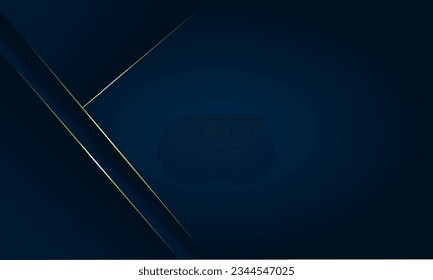 Luxury dark blue abstract background design vector with gold line. Dark blue background for presentation template, card name, banner, etc.