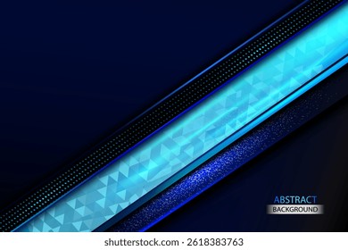 Luxury Dark Blue Abstract Background With Diagonal Light Blue Shapes Vector. Modern Black With Golden Shapes with lines golden glowing. Vector illustration