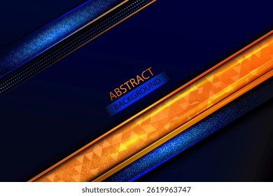 Luxury Dark Blue Abstract Background With Diagonal Orange And Blue Shapes Vector. Elegant Blue Abstract Background Vector Illustration. Vector illustration
