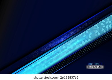 Luxury Dark Blue Background With Diagonal Light Blue Shapes Vector. Elegant Blue Abstract Background Vector Illustration. Modern Black With Golden Shapes with lines golden glowing. Vector illustration