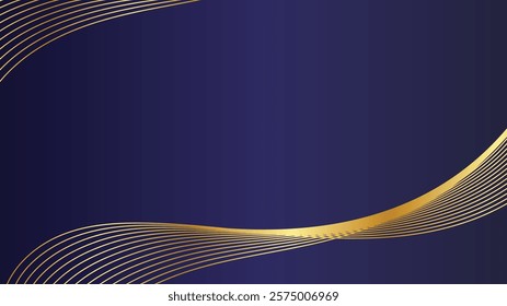 Luxury dark blue background with gold line. Vector illustration