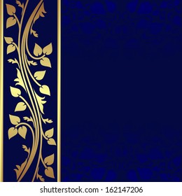 Luxury dark blue Background with golden border. 