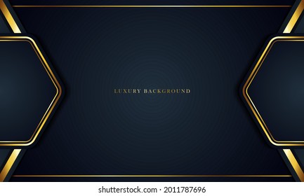 Fondo azul oscuro de lujo con una combinación de colores dorados, perfecta para plantillas, folletos, tarjetas de visita, banners o fondos de escritorio. diseño elegante.
