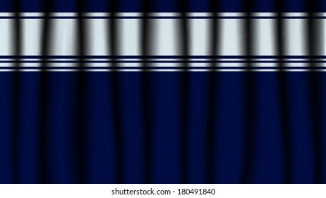 luxury dark blue drapes curtain with white stripe band (vector)