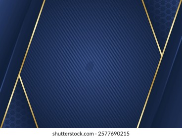 Luxury dark blue gradient background with gold lines