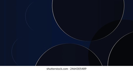 Luxury dark blue navy background with gold circle and shadow. Modern textured dark blue background with realistic geometric shapes. vektor