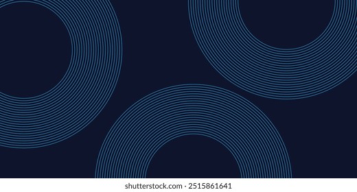 Luxury dark blue navy background with gold circle and shadow. Modern textured dark blue background with realistic geometric shapes. vektor