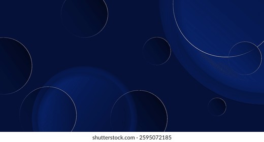 Luxury dark blue navy background with gold circle and shadow. Modern textured dark blue background
