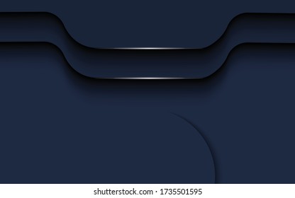 Luxury dark blue overlap dimension background with golden line on hexagon pattern. Vector illustration.