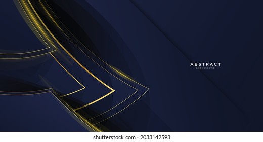 Luxury dark blue overlap dimension background on metal pattern. Colorful golden white lines texture with shiny realistic golden elements. Modern vector design template