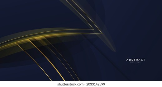 Fondo de dimensión de solapamiento azul oscuro de lujo sobre patrón metálico. Colorida textura de líneas blancas doradas con brillantes elementos dorados realistas. Plantilla de diseño vectorial moderno