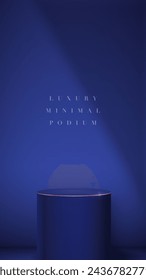 Luxury dark blue podium with soft light