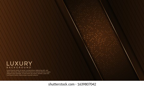 Luxury dark borwn abstract background with gold lines isolated on textured background. Premium Vector. Eps 10