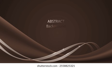 Luxury dark brown background with gold line curved and lighting effect. Brown premium design with gold line. Vector illustration