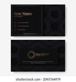 Luxury dark business card template with Ornament design