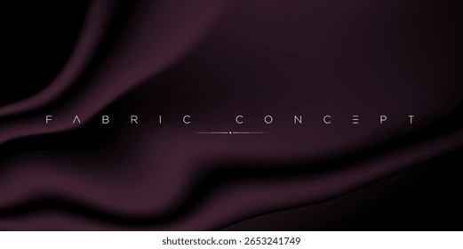 Textura de tecido escuro de luxo com dobras elegantes suaves em tons profundos. Fundo têxtil vetor minimalista perfeito para marca premium, visuais digitais elegantes e desenhos abstratos modernos.