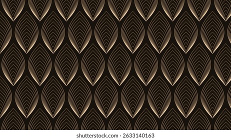 Luxury dark and gold background combine with curve pattern element. Vector abstract luxury backgrounds for poster, flyer, digital board and concept design. Gold text. Golden feather concept.