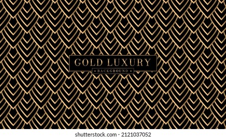 Luxury dark and gold with curve pattern element. Vector abstract elegant art deco backgrounds for poster, flyer, digital board. Golden feather concept.