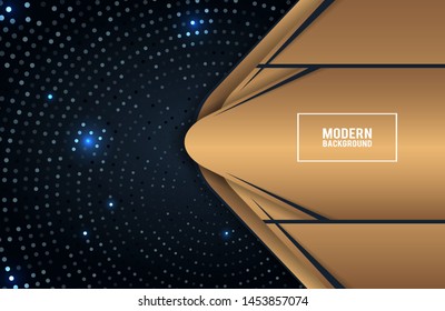 Luxury dark and gold overlap layers background