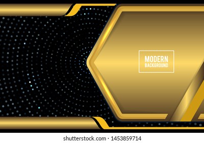 Luxury dark and gold overlap layers background