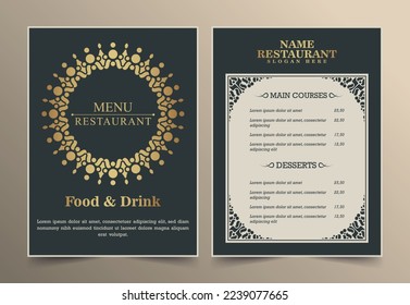 luxury dark and gold restaurant menu flyer