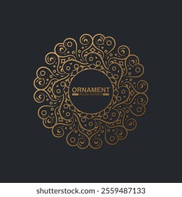 Luxury dark Gold round floral frame design