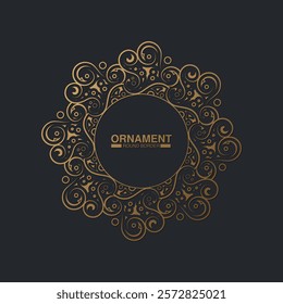 Luxury dark Gold round floral frame design